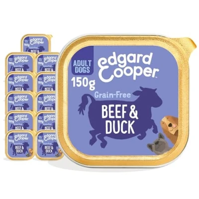 Afbeelding van 11x Edgard &amp; Cooper Kuipje Vers Vlees Hondenvoer Rund Eend 150 gr