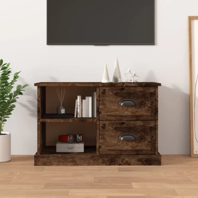 Afbeelding van Tv meubel 73x35,5x47,5 cm bewerkt hout gerookt eikenkleurig