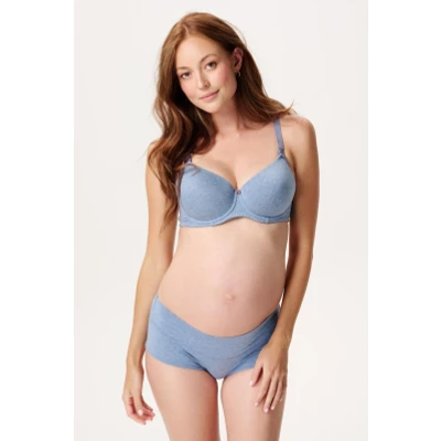 Afbeelding van Zwangerschaps Short Cotton Melange Light Blue XS