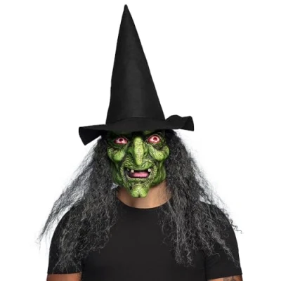 Afbeelding van Boland Latex hoofdmasker Heks Lucinda Volwassenen Tovenaar Halloween Horror Accessoire Verkleden