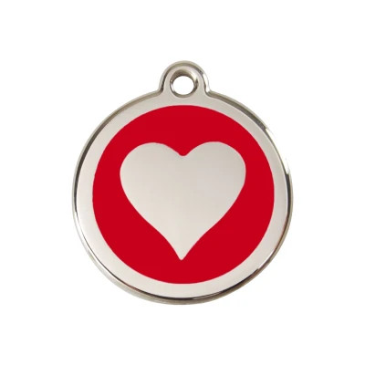 Afbeelding van Heart Red roestvrijstalen hondenpenning medium/gemiddeld dia. 3 cm RedDingo