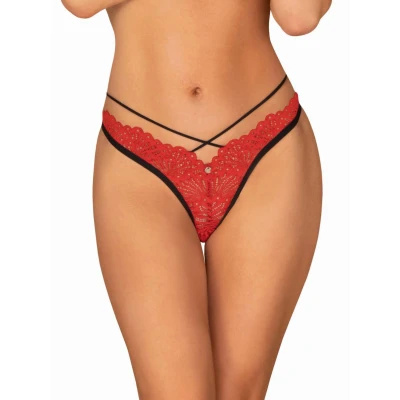 Afbeelding van Obsessive Mettia Sexy Kanten String Zwart/Rood