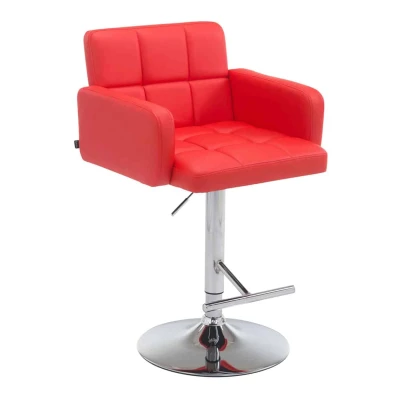 Afbeelding van Barkruk Mosjoen Kunstleer Chrome frame Rood
