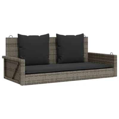 Afbeelding van Schommelbank met kussens 119x56x48 cm poly rattan grijs