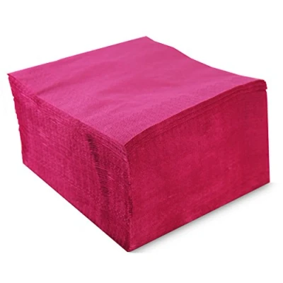 Afbeelding van Morigami, Servetten in standaardmaat, 1/4 vouwen, 100 servetten, effen afwerking met bies, fuchsia