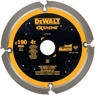 Afbeelding van DeWALT Cirkelzaagblad voor Cementplaten Extreme Ø 190mm Asgat 30mm 4T DT1472 QZ