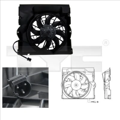 Afbeelding van TYC 803 0009 Radiator Ventilator voor voertuigen Met airco 385 80/230 ventilatorraamwerk besturingseenheid BMW: 3 Saloon, Convertible