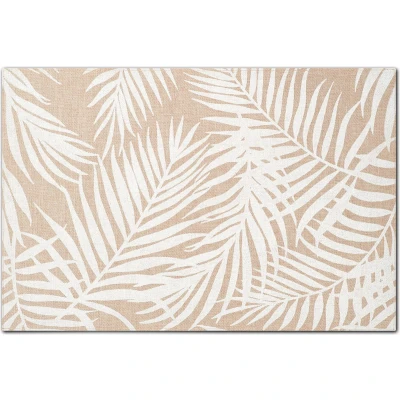 Afbeelding van Zeller placemats palm bladeren print 1x linnen 45 x 30 cm beige/wit