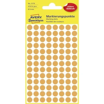 Afbeelding van Avery Ronde Etiketten Diameter 8 Mm, Lichtoranje, 416 Stuks Etiket