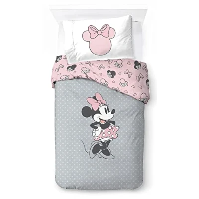 Afbeelding van Disney Minnie Mouse uniek in zijn soort, kinderbeddengoed 140 x 200 cm, 100% katoen, eenpersoonsbed Inclusief dekbedovertrek en kussensloop Geschikt voor bedden van 90 190 cm tot