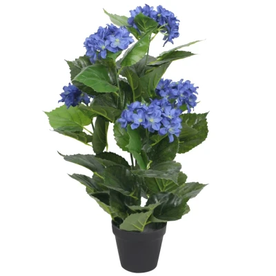 Afbeelding van Kunst hortensia plant met pot 60 cm blauw