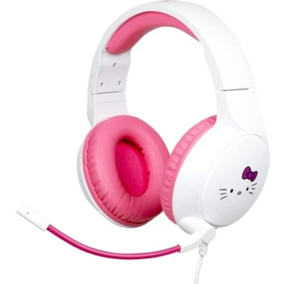 Image de Konix Hello Kitty Casque gaming circum aural filaire PC, PS5, Switch 2 et Xbox Microphone Câble 1,5 m Prise Jack 3,5 mm Blanc rose