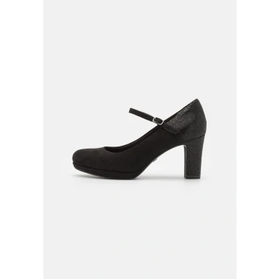 Afbeelding van Tamaris Plateaupumps, Dames, Maat: 40, Black comb Textiel/ synthetisch