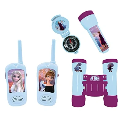 Image de Lexibook La Reine des Neiges Frozen Set d&#039;aventurier Complet pour Enfant, Talkies Walkies 120m, Jumelles, Lampe Torche, Boussole, RPTW12FZ