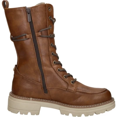 Afbeelding van Mustang Plateaulaarzen cognac, Dames, Maat: 41, Cognac Imitatieleer/ textiel