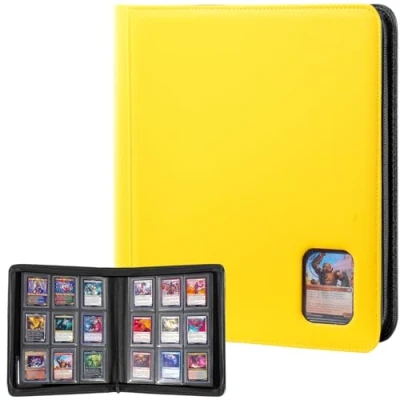 Afbeelding van ProCase Toploader Verzamelkaartenalbum met venster voor 324 Toploader, 9 vakken, binder bovenlader 7,6 x 10,2 cm, geel