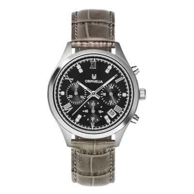 Afbeelding van ORPHELIA Dameshorloge, chronograaf, Regal, leren armband, grijs., Klassieke luxe