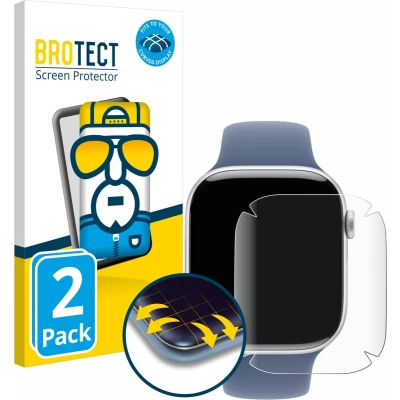 Afbeelding van BROTECT Screenprotector voor Apple Watch Series 10 (46 mm) Folie Beschermfolie transparant volledig dekking (2 Stuks)