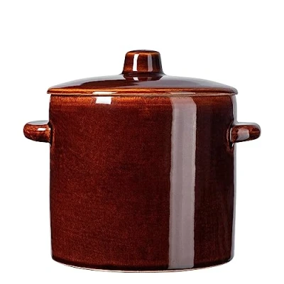 Afbeelding van KADAX keramische pan met handgrepen aan de zijkant en deksel, vaatwasmachinebestendig, pot, handgemaakt, pot voor komkommers (1,5 l)