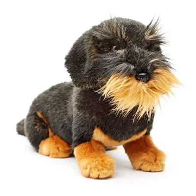 Afbeelding van Uni Toys Ruw teckel, zittend (zonder riem) 22 cm (hoogte) pluche hond, huisdier dier