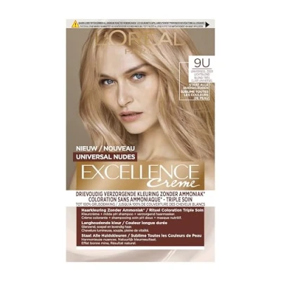 Afbeelding van 1+1 gratis: L&#039;Oréal Excellence Crème Universal Nudes Permanente Haarkleuring 9U Universeel Zeer Lichtblond