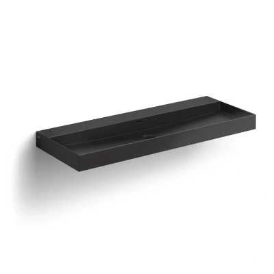 Afbeelding van Clou New Wash Me wastafel 110cm zonder plug mat zwart keramiek