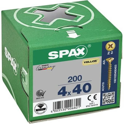 Afbeelding van Spax Spaanplaatschroef Geel PK 4.0 x 40 200 stuks