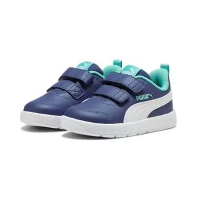 Afbeelding van Puma Courtflex V3 Sneakers laag voor kinderen, Maat: 21, Blue crystal/white/aquatic Imitatieleer/ textiel
