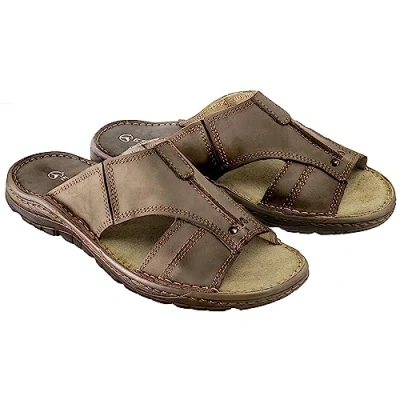 Afbeelding van ESTRO Sandalen voor heren, sandalen, zomer, leer, met antislipzool, s1, Beige