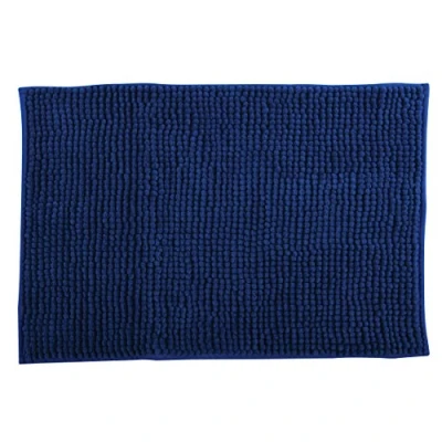 Image de MSV Tapis de Bain Douche „Chenille“ Poils Longs Microfibres Moelleux Anti dérapant 40x60 cm Bleu foncé