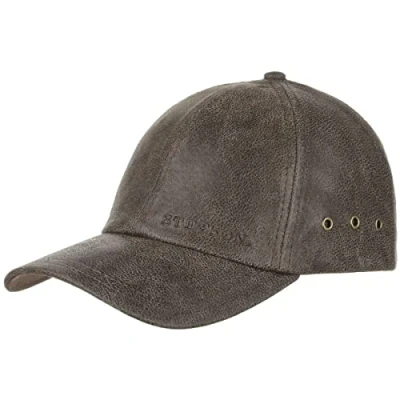 Afbeelding van STETSON Liberty Pet voor heren, honkbalpet van leer, metalen gesp, met klep lente en zomer, Bruin