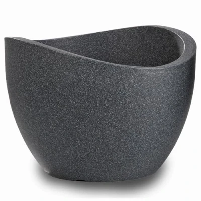 Afbeelding van Scheurich Wave Globe, plantenbak van kunststof, zwart graniet, 60 cm diameter, 44,5 hoog, 68 l vol.