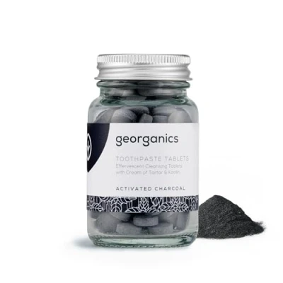 Afbeelding van Georganics Toothpaste Tablets Activated Charcoal minerale tandpasta tabletten vegan eco