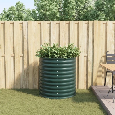 Afbeelding van vidaXL Verhoogde plantenbak Groen 80 x 81 cm Staal