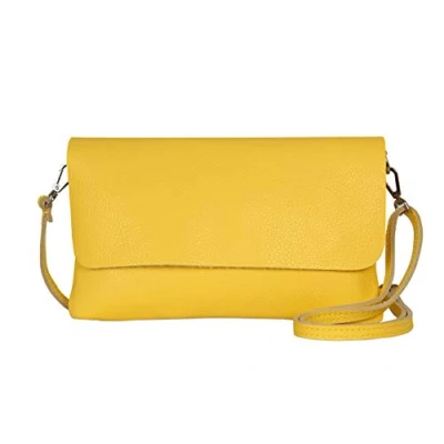 Afbeelding van AmbraModa GLX11 Crossbodytas, Clutch, telefoontas van echt leer met afneembaar en verstelbare schouderriem, passend voor mobiele telefoons tablets tot 7 inch. Geel