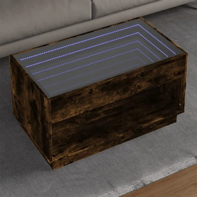 Afbeelding van Salontafel met Infinity LED 90x50x50 cm gerookt eikenkleurig