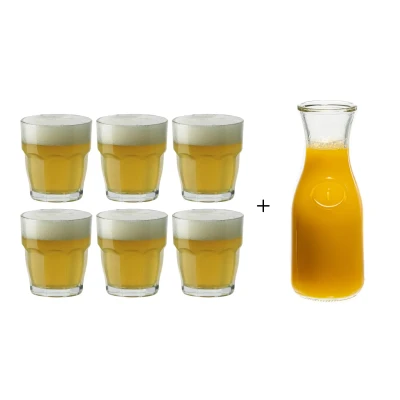 Afbeelding van Bormioli Rocco Waterglazen Rock Bar 270 ml 6 Stuks + Cookinglife Karaf 1 Liter