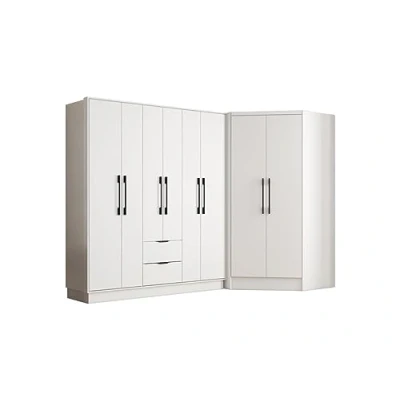 Afbeelding van Vente unique Hoekkast met 8 deuren en 2 lades L263 cm Wit FEOVA L 263.5 x H 182 D 101.5