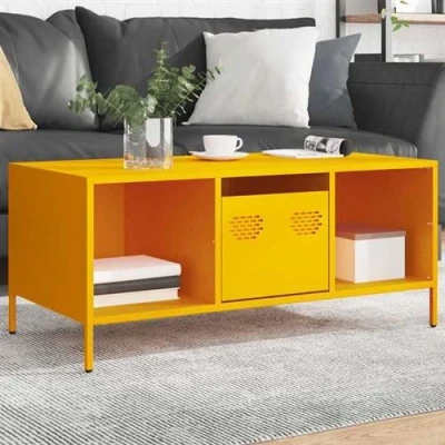 Image de vidaXL Table basse jaune moutarde 101,5x50x43,5cm acier laminé à froid851271