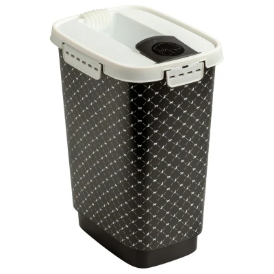 Afbeelding van Rotho Mypet Voercontainer Zwart&amp;Wit Hondenvoerbewaarbak 10 l