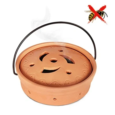Afbeelding van QCYFJZFU Wierookbrander tegen wespen, terracotta potten om wespen af te weren door de geur van koffie, vuurvaste kom voor het afstoten muggen/wespen (15,5 x 5,2 cm)