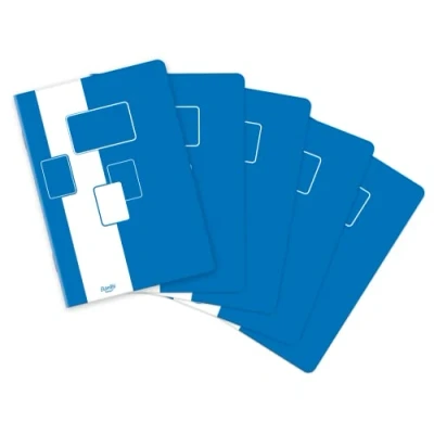Afbeelding van BANTEX Set van 5 A4 schriften, geruit, 60 g/m², vellen, met rand, blauw, 400116555