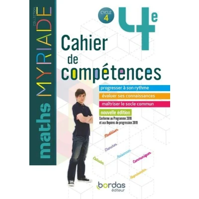 Image de Myriade Maths 4e 2019 Cahier de compétences élève