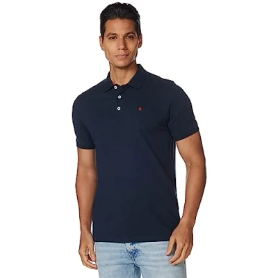 Image de Jack &amp; Jones Homme Polo Jjepaulos Ss Noos, Blazer Bleu Marine Détails : Tonal/True Red/Slim, XS