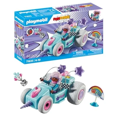 Image de PLAYMOBIL Funstars 71635 Racing Unicorn, kart avec moteur pull back, jeu dynamique pour course passionnante, jouet enfants à partir de 4 ans