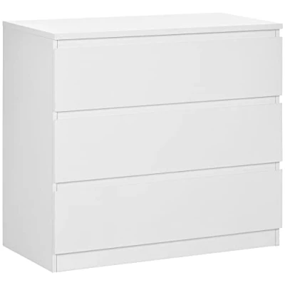 Afbeelding van HOMCOM commode met 3 laden, voor slaapkamer, eenvoudige opbergkast, moderne stijl, woonkamer, 80 x 39 73 cm, wit