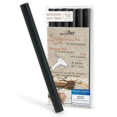 Afbeelding van gravurART zegelwas (flexibel) voor pistool 6 stangen zwart