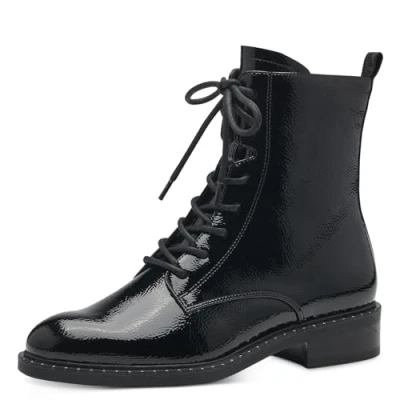 Afbeelding van Tamaris Veterboots, Dames, Maat: 37, Black patent Kunststof