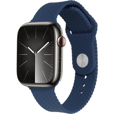 Afbeelding van imoshion Siliconen geweven bandje Geschikt voor Apple Watch 4, 5, 6, 7, 8, 9, 10, SE, Ultra (2) 44/45/46/49 mm Donkerblauw One Size
