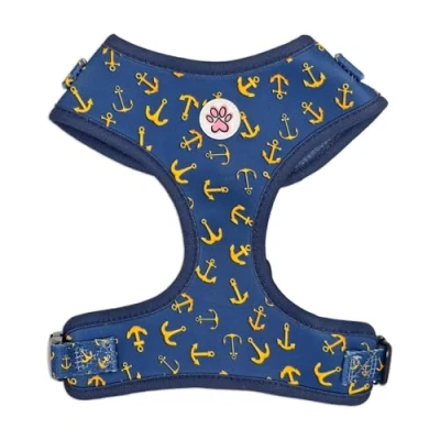 Afbeelding van Hondentuigje Zacht Tuigje / Honden Harnas Blauw Ankers All Paws on Deck Paw My God! Maat M